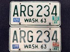 Vintage 1963 Washington State Seattle Arg 234 Awesome Pirate License Plate Pair