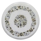 12  White Marble Round Table Top Antique Floral Marquetry Fine Inlay Stone