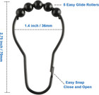 Shower Curtain Hooks Rings set Of 12 Rustproof Metal For Black