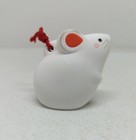Japanese Eto Zodiac White Clay Rat Mouse Bell Ornament Charm Figure 2 25 