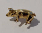 Gold Tone Pig Hog Figure Lapel Tack Pin