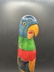Vintage Hand Carved And Painted Wood Parrot Figure 12 h