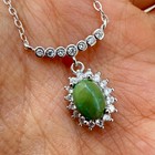 925 Sterling Silver Necklace 6x5mm Green Natural Turquoise Gemstone Zircon Cute