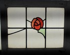 Abstract Floral Old English Leaded Stained Glass Window 21 x 17 