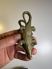 Antique Vintage Brass Alligator Crocodile Paper Bill Holder Spring Clip Clamp
