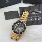Men Bulova Classic Black gold Marine Star Chronograph 98b406 Quartz Watch 41 5mm