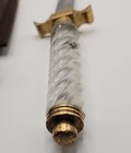 Vintage 11  Dagger Knife W Metal   Clear Acrylic Twisted Handle   Leather Sheath