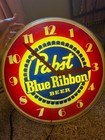 Vintage Rare Pabst Blue Ribbon Beer Clock Lighted 17 Inch