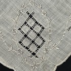 White Linen Heirloom Wedding Handkerchief Bride Embroidered Cottage Core Vintage
