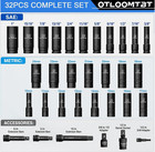 32pcs 1 2  Drive Impact Socket Set Metric Sae Deep Sockets Cr-v Steel Case