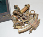 Vintage Nautical Brass Sextant In Wooden Box J  Scott London 1753 Reproduction 
