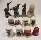 Lot Of 12 Vintage  Fine Bone China Pewter  Thimbles  