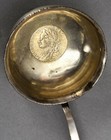 Antique English Sterling Toddy Ladle Long Carved Handle   George Ii Coin In Bowl