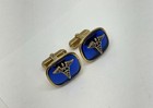 Vtg Anson Faux Blue Stone - Medical Caduceus Cufflinks  cl178  