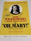 Oh  Mary  Jane Krakowski  3 Cast Signed Broadway Poster Window Card Windowcard