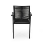 Modern Aluminum Dining Chair With Rope Seat  set Of 2   Dark Gray And Black