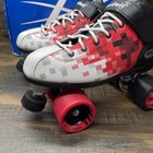 Riedell Dart Pixel Roller Skates Medium Size 7 Black red Quad Set