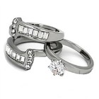 Women New Stainless Steel Aaa Cz 2-piece Wedding Ring Enhancer Set Size 10