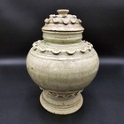 Rosenthal Netter Studio Art Pottery Urn Jar Vintage Caledon Green Glaze 9  Tall