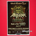 Anthrax   Exodus   Hof   2013 Concert Promo 11x17 Street Poster  Portland Or 