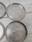 Vintage Set Of 6 Aluminum Metal 3 1 4  Coasters Embossed Bird Duck Hunt 