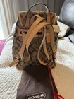 Coach Signature C Monogram Small Backpack Drawstring W  Dust Bag Tan brown