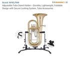 Adjustable Tuba Stand Holder     Durable  Lightweight  Foldable Design Secure Lock