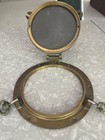 Vintage Brass Porthole Mirror- Nautical Ship Window Hinged Ship Window