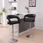Adjustable Swivel Bar Stools Set Of 2 Pu Leather Counter Height Chair With Back
