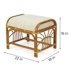 Krit Colonial Handmade Rattan Wicker Ottoman Footstool Pouf Stool W cushion