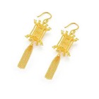 Lotus Lantern Earrings Gold Enamel Chinese Palace Style Vintage Jewelry 