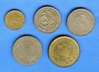 Lot Of 5 Mexican Coins Mexico  0aa Pesos Centavos Assorted Dates Denominations