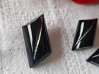 Trio Of Vintage Black And Silver Glass Buttons Point To Point 2 And 2 5 Cm G17b