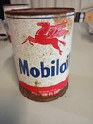 Vintage Mobiloil 1 Quart Motor Oil Can Metal Empty Pegasus