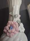 Vintage Pair Of Floral Vases With 3d Flowers