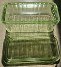 Uranium Green Depression Refrigerator Glass Dish W lid Anchor Hocking 1930   s