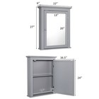 Costway Bathroom Mirror Cabinet Wall Mounted Adjustable Shelf Medicine Gray
