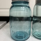 4 Vintage Aqua Blue green Ball Jars With Zinc Lids  Quart Size