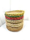 21 Vtg Woven Rattan Wicker Paper Plate Holder 9  Bbq Picnic Camping 7 Multicolor