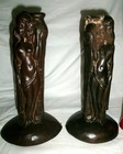 Antique 1928 Cast Iron Fireplace Art Lady Statue Andirons Detroit Cream De Cocoa