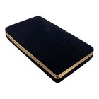 Vintage Jewelry Box Black Velvet Hinged Rose Mirror Art Deco Old Hollywood Gift