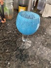 Studio Art Glass Hand Blown Blue Wine Goblet - Excellent 
