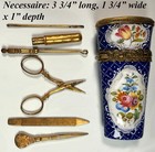 Antique George Iii Staffordshire Kiln-fired Enamel Etui  Sewing   Vanity Tools