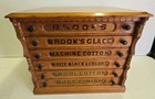 Antique Brooks Glace Spool Cotton Thread Advertising General Store Spool Cabinet
