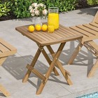 Teak Wood Outdoor Side Table Patio Folding End Table With Metal Buckles  x-frame