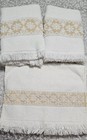 Vintage Jc Penney Mh Buttercup Yellow Bath   Hand Towel Fringe  4 Each 