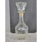 Vintage Clear Glass Decanter Bottle With Cork And Glass Topper Paneled Design
