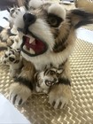 Vintage Mcm Tiger W Baby Cubs Bobble Head - Real Animal Fur Figurine Mid-century