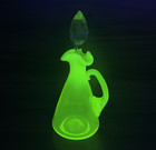Vtg Czech Bohemian Uranium Vaseline Frit Swirl Cruet 9  Hand   blown W  Pontil