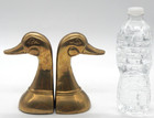 Vintage Solid Brass Mallard Duck Head Bookends Pair Heavy Waterfowl Decor 6 x3 